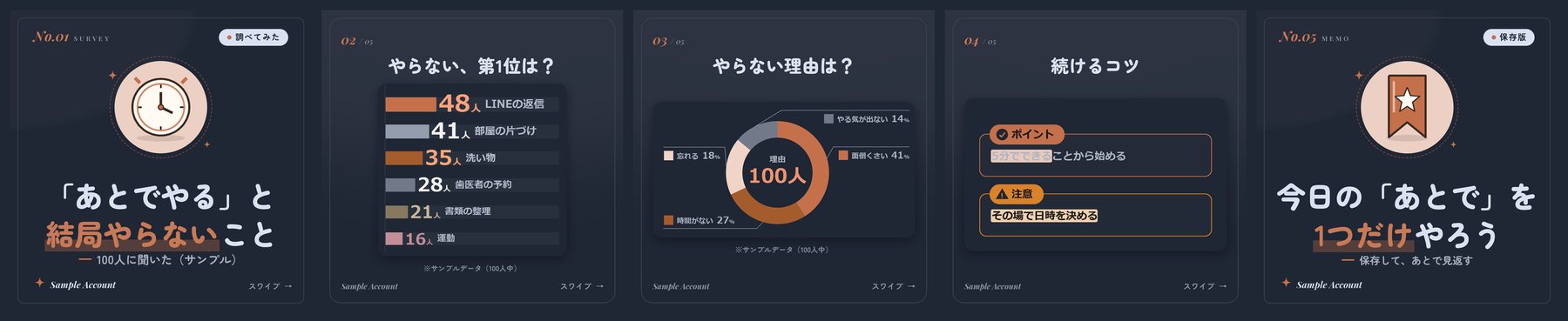 あるある調査ほかの見本の一覧
